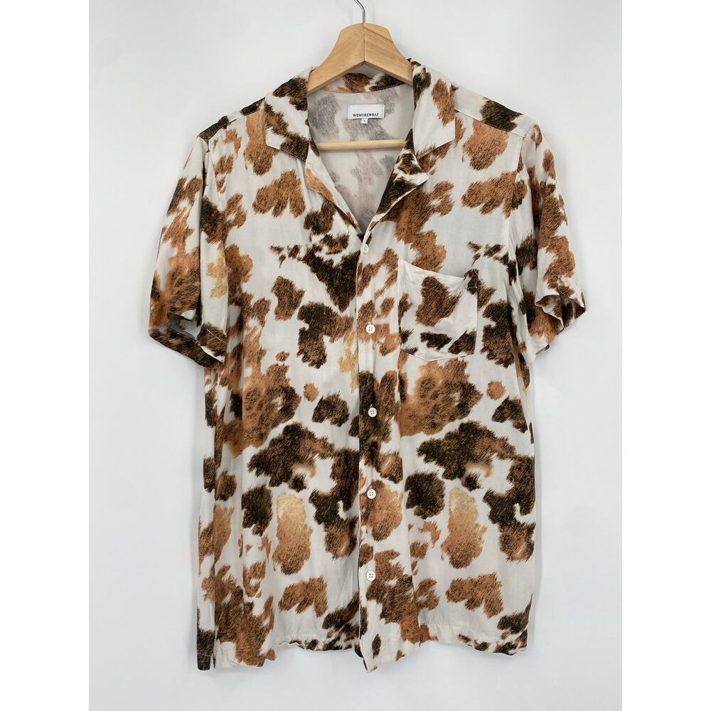 WeWoreWhat cow print button down shorts sleeve